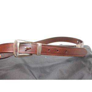 Roundtree & Yorke Brown Leather Belt w/ Silvertone Conchos 43"